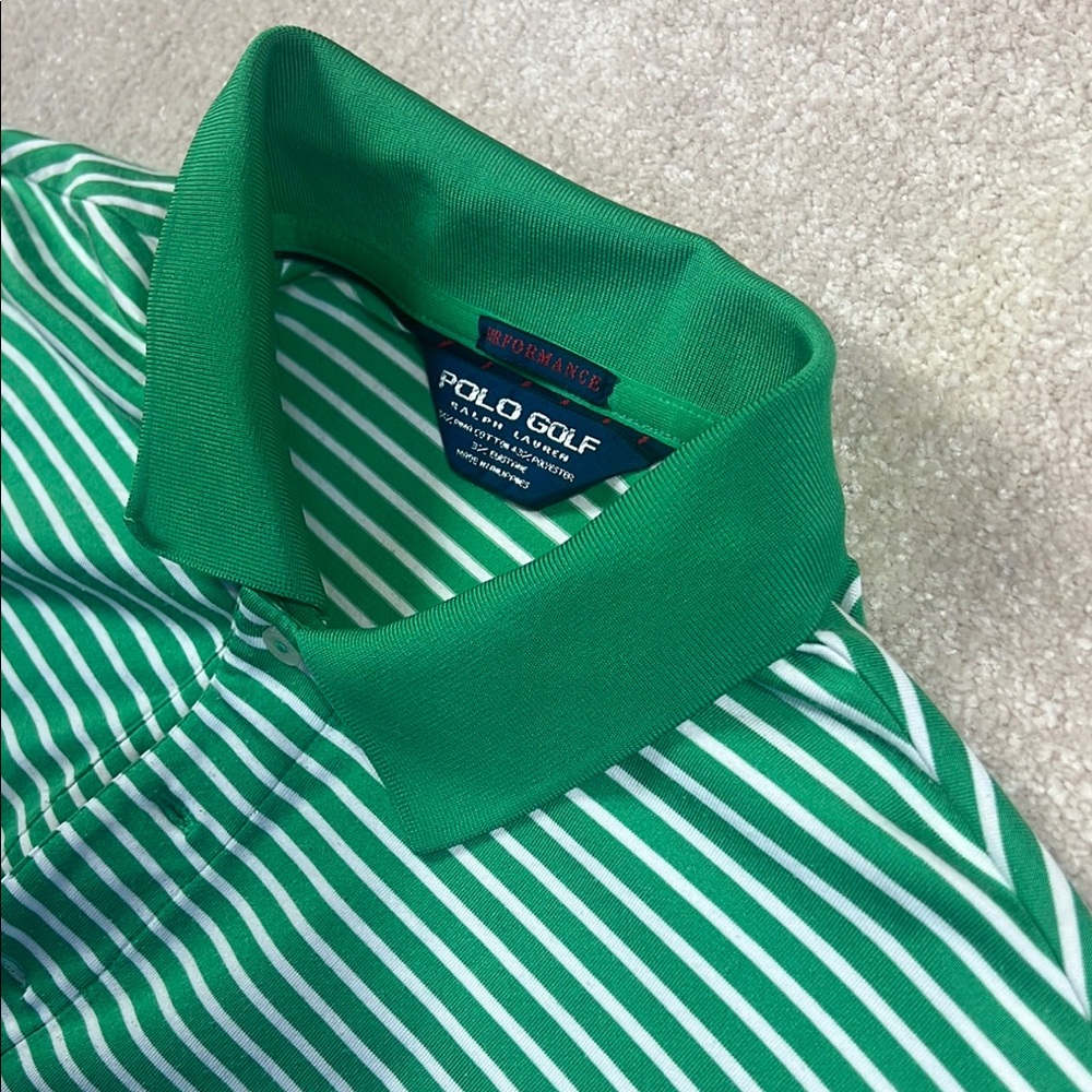 Polo‎ Ralph Lauren Golf Green Striped Men's Shirt size XL like new condition